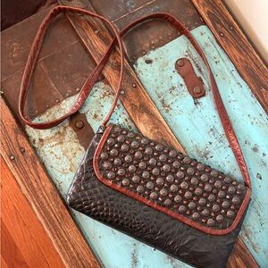 KurtMen Studded Leather Crossbody Bag